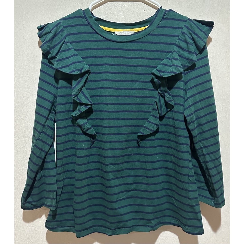 By Anthropologie Women's Striped Ruffle Trim 3/4 Sleeve Blouse Size Small‎